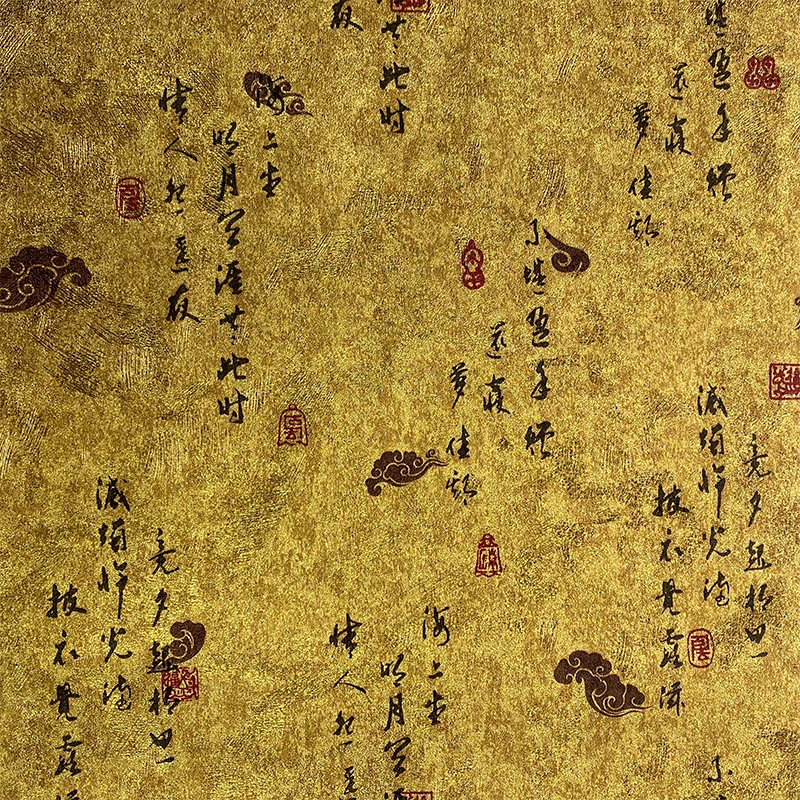 Chinese Style Wallpaper Home Decoration Tea Ceremony Calligraphy Tea Room Living Room Tea Shop Non-Self-Adhesive Wall Paper