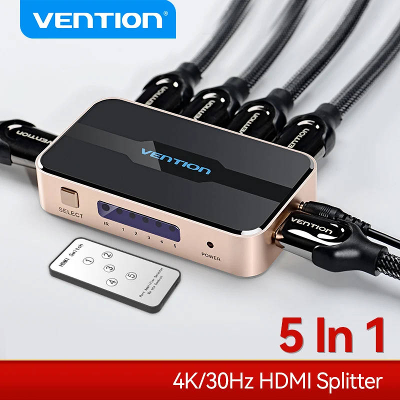 Vention HDMI Splitter 5 in 1 out 4K/30Hz HDMI 5x1 3x1 Adapter for XBOX 360 TV Mi Box Switch PS5 PS4 3 in 1 out HDMI 2.0 Switcher