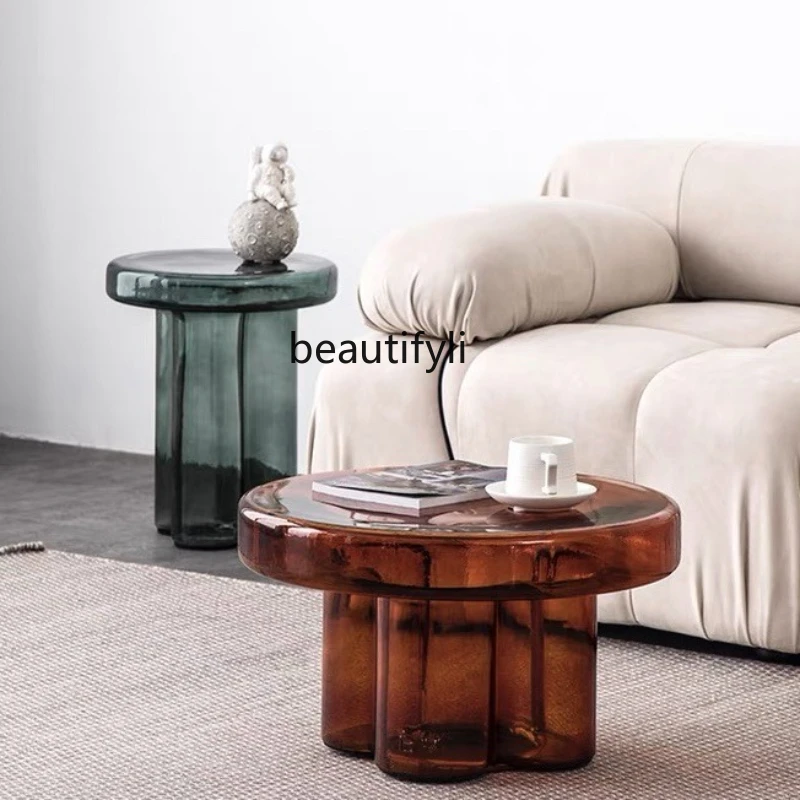 

Glass Coffee Table Light Luxury Modern Living Room Home Small Apartment Tea Table Side Table Nordic Minimalist
