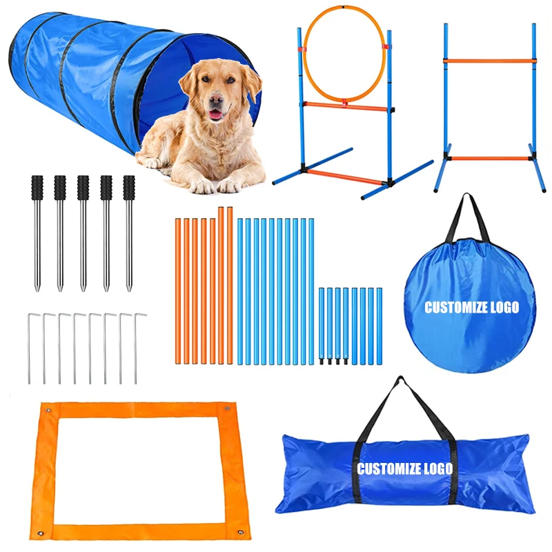 Custom Hot-selling Dog Agility Training Equipment Tunnel Poles Hurdles Exercise Pet Obstacle Course Agility Pet Training Set