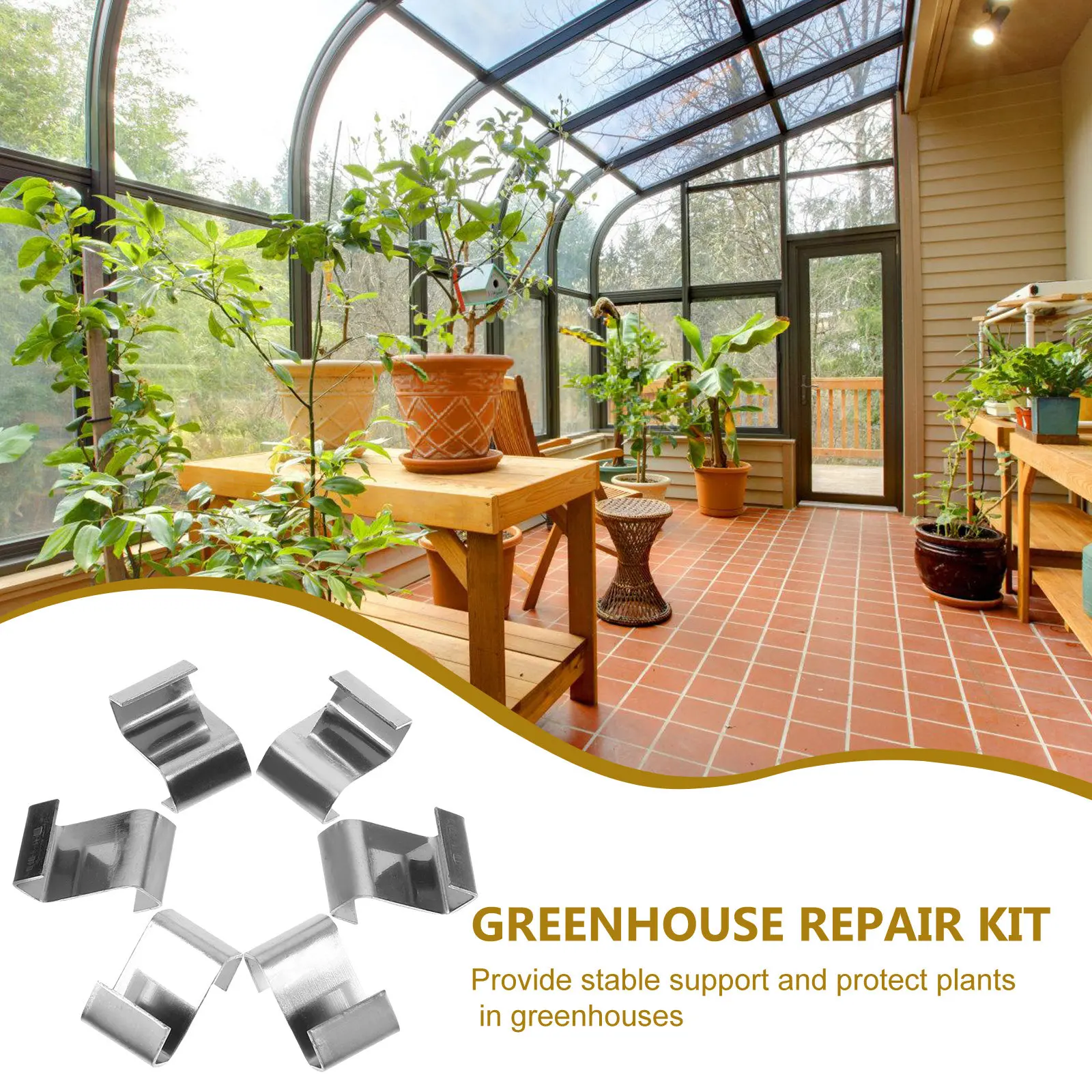 25Pcs Greenhouse Glass W Type Clips Stainless Steel Glazing Clips for Secure Panel Fixing in Windy Rainy Weather Greenhouse