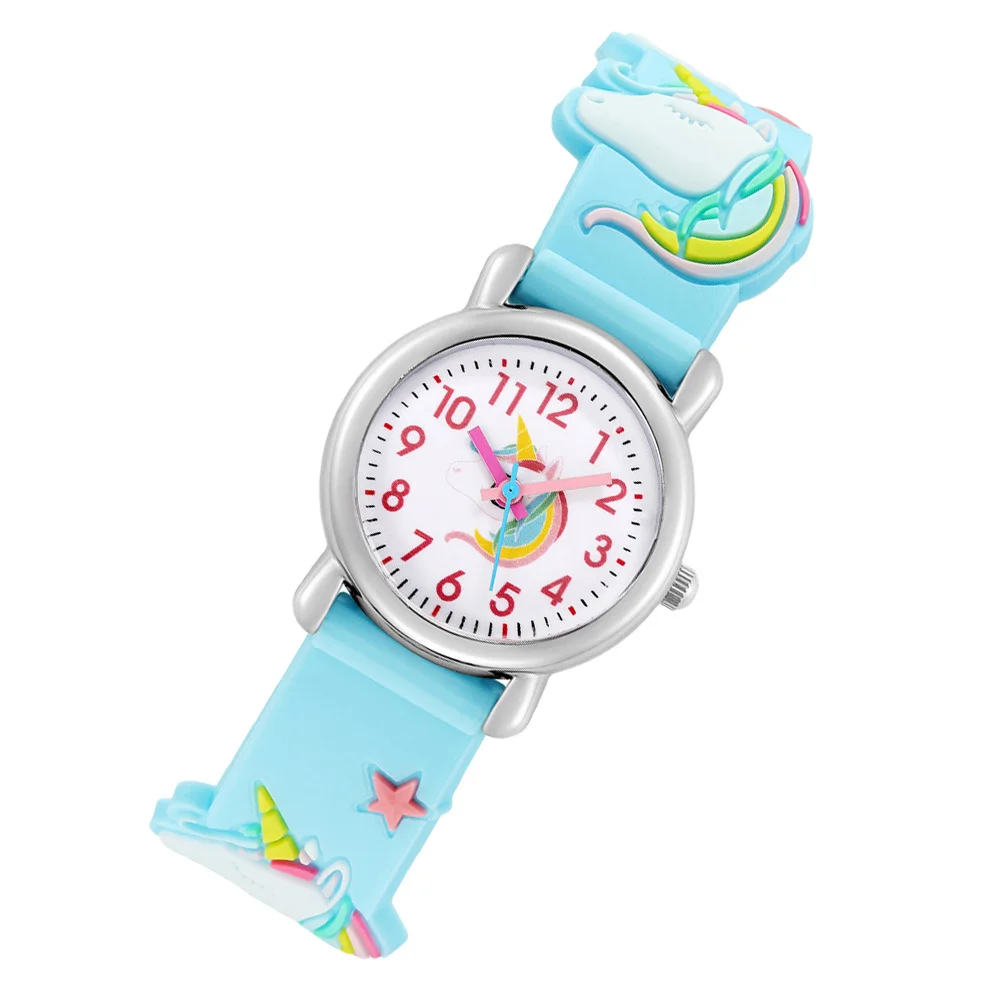 ساعة أطفال لطيفة على شكل وحيد القرن كرتونية حساسة للأطفال للفتيات مع حركة دقيقة ومهرجان رائع وحرفية مثالية #6
