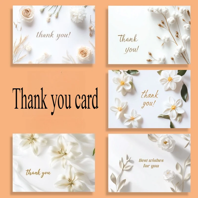 

50PCS Thank You Card Handwritten Blessing Message Card Gift Decoration Greeting Card for Supporting Business Package Decoration