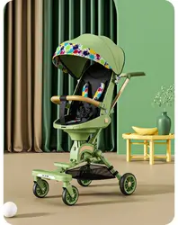 Baby Stoller Can Lie and Sit 0-3 Years Old High Landscape Light and Foldable Two-way Baby Stroller Carry on Travel Stroller