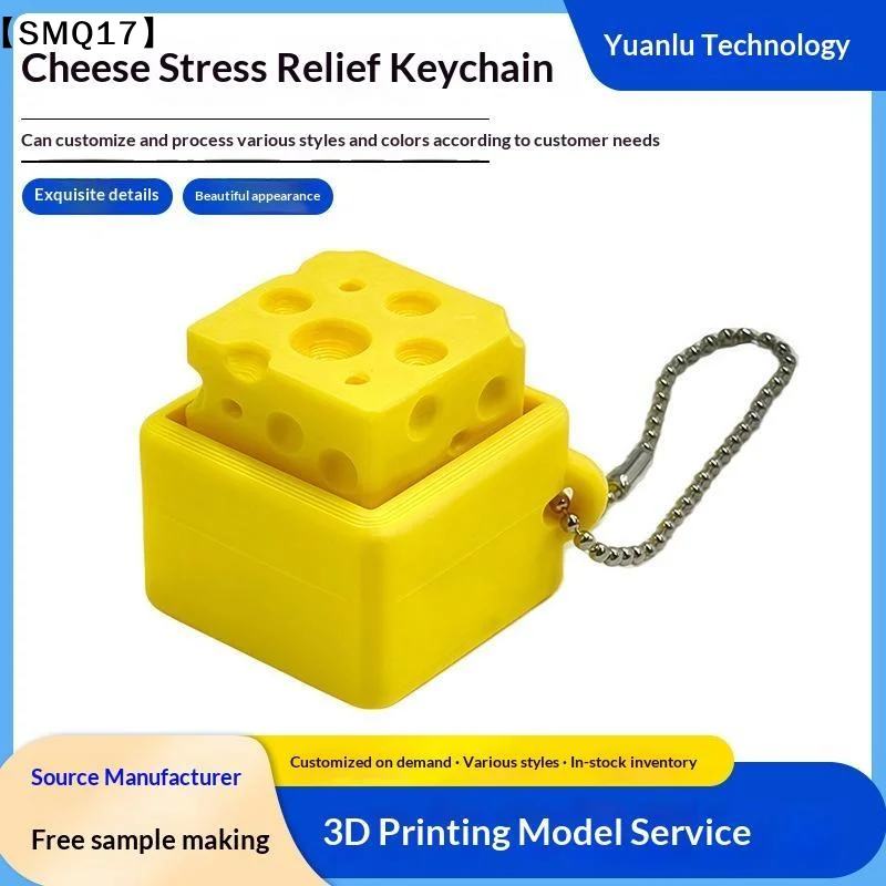 Cheese Shaped Fidget Keychain, Cute Stress Relief Toy, Daily Carry Gift For Kids, Teens & Adults【SMQ】
