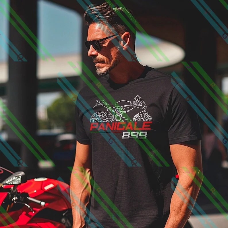 تي شيرت رجالي صيفي كاجوال Panigale 899 مستوحى من الدراجات النارية تي شيرت جرافيك صيفي بأكمام قصيرة 100% قطن