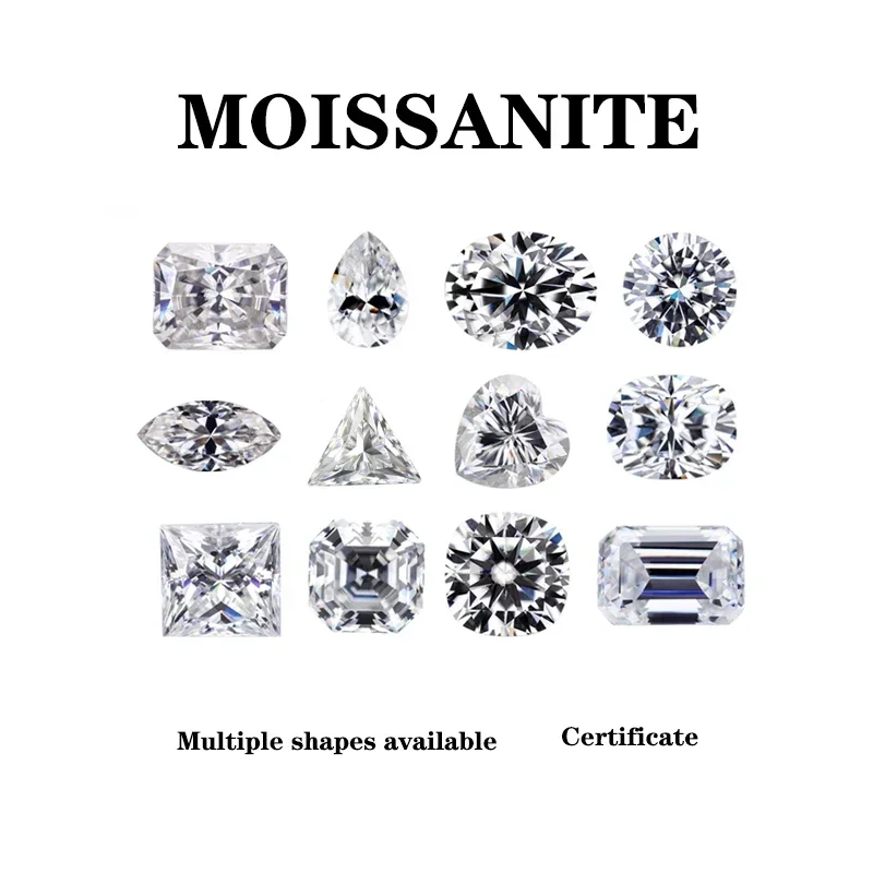 

Moissanite Stone D Color Multiple Shapes Available Charms Gemstone DIY Ring Necklace Earrings Main Materials with Certificate