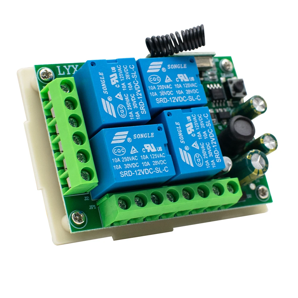 Saklar penerima kendali jarak jauh Universal, 433Mhz 220V 110V untuk lampu, pintu, relai garasi 4CH dan Remote kontrol RF 433MHz