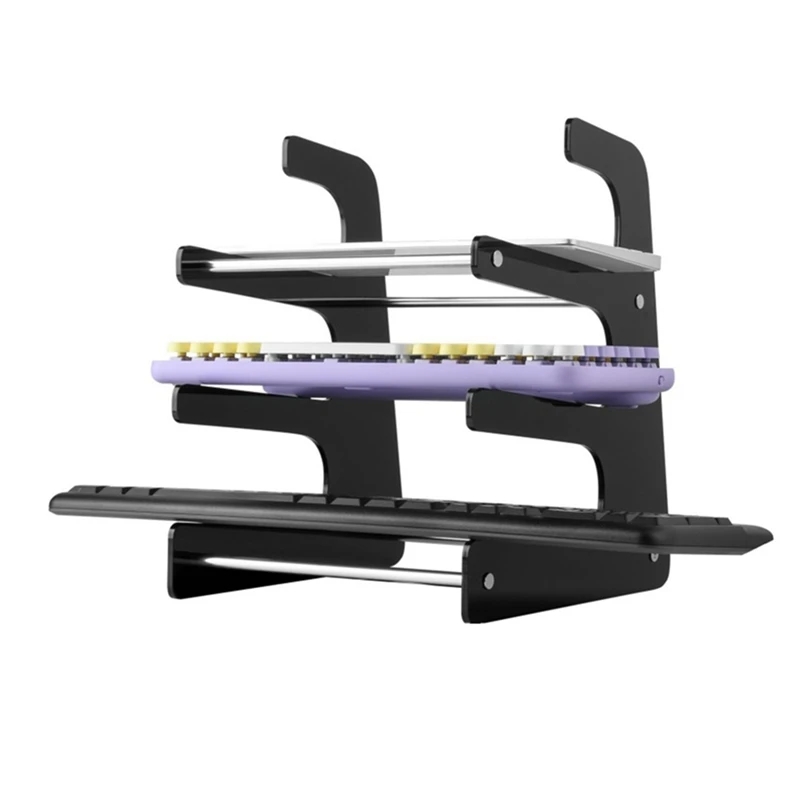 3-Tier Mechanical Keyboard Holder Display Stand Keyboard Shelf For Storage Three Mechanical Keyboard Durable Black