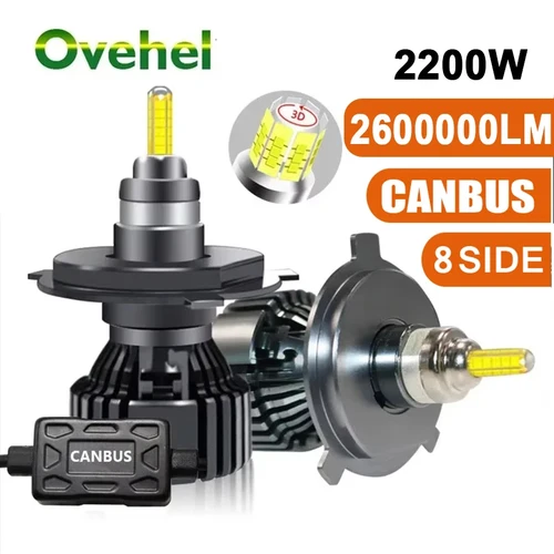 Imagen 1 del producto OVEHEL Bombilla para faros delanteros de coche H7 LED H4 H11 2600000 LM 2200W Canbus LED H8 HB4 HB3 9005 9006 D1S D2S H1 Lámpara LED Luces antiniebla 6000K 12V
