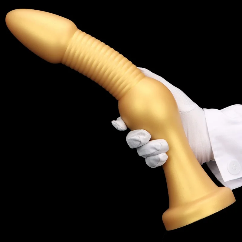 Long Anal Toys Dildos Gold Silicone Butt Plug Masturbator Vaginal Anal Dilator Sex Toys For Women Men Sex Products Adult 18