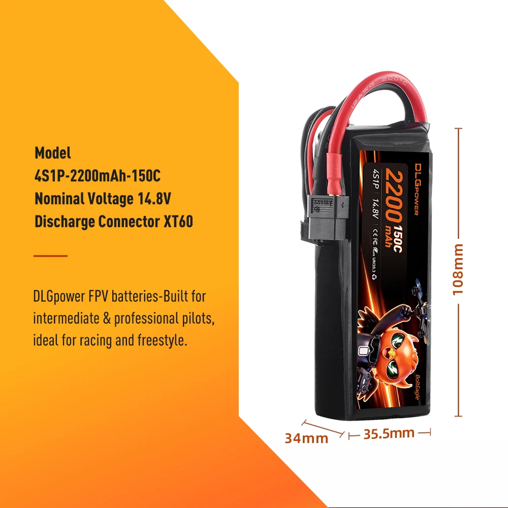 4S Lipo Battery 14.8V 2200mAh 150C XT60 Plug Batteries For RC Helicopter Model Toy Aircraft Boat Car Quadcopter FPV Racing Drone