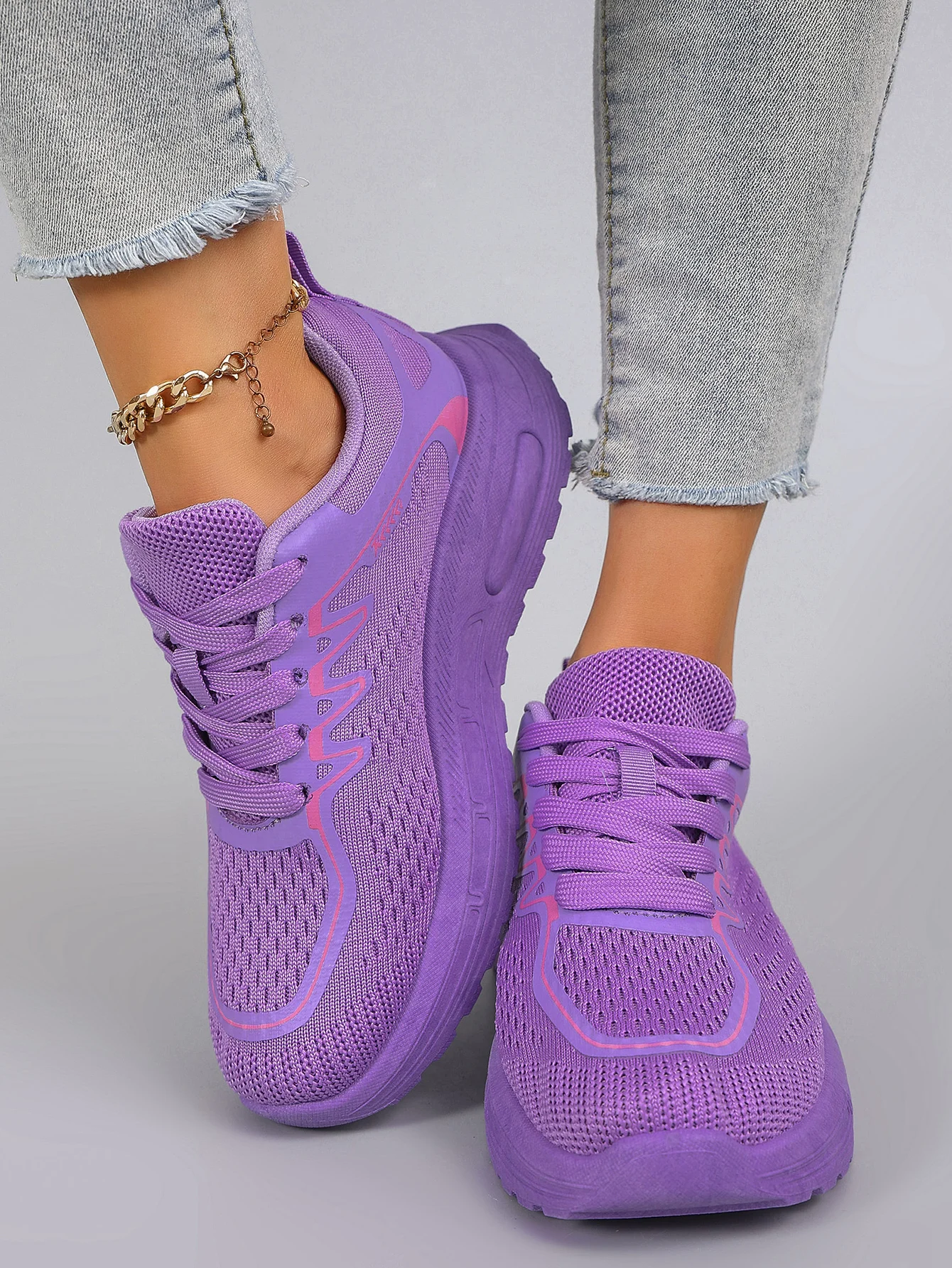 Spring and Autumn New Product Women\'s Candy Color Simple, Comfortable, Breathable, Wear resistant Lace up Sports Shoes