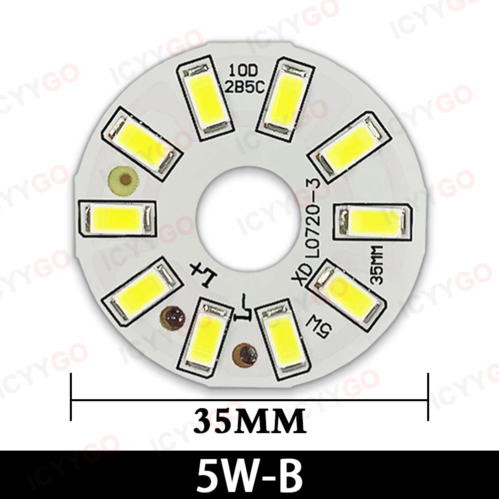 1 個の高輝度 LED ライトボード 2 ワット 3 ワット 5 ワット 7 ワット 9 ワット 12 ワット 15 ワット 20 ミリメートル - 100 ミリメートル SMD 5730 DIY 電球円形変換光源