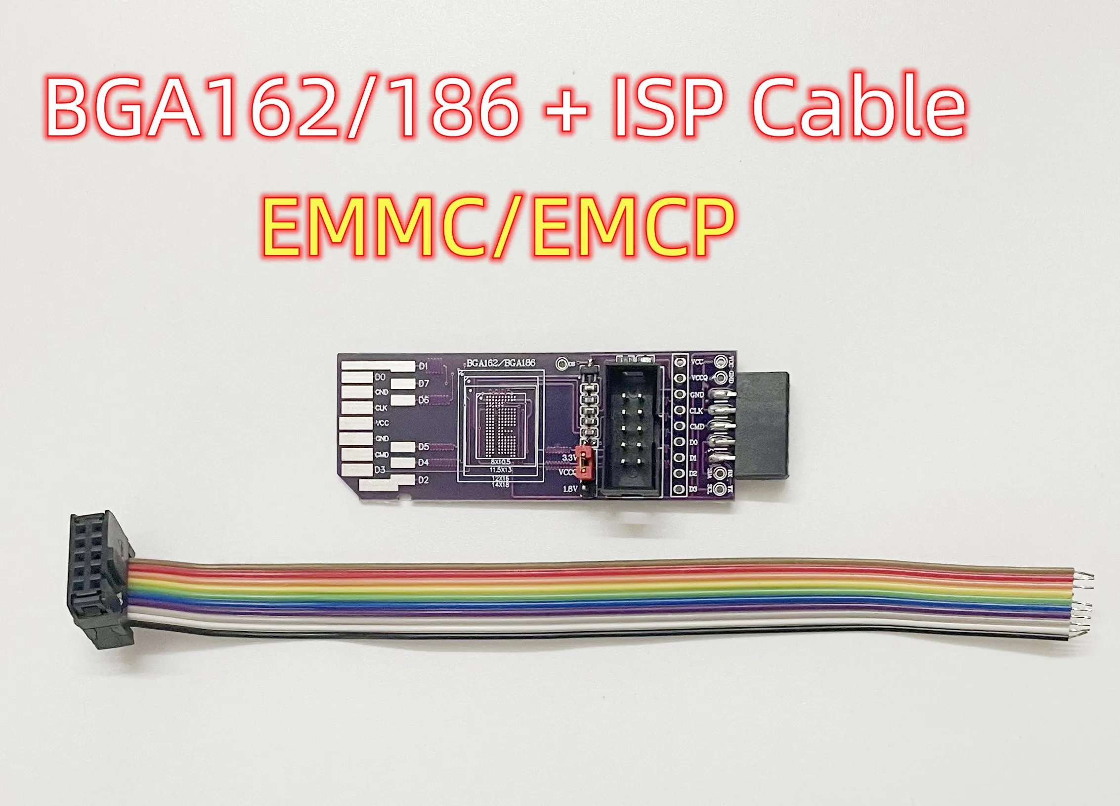 BGA100,BGA254,BGA162/BGA186 BGA153/169 BGA221 Simple Reading and Writing Board SD-EMMC  RT809H-ISP  Flywire Adapter Board