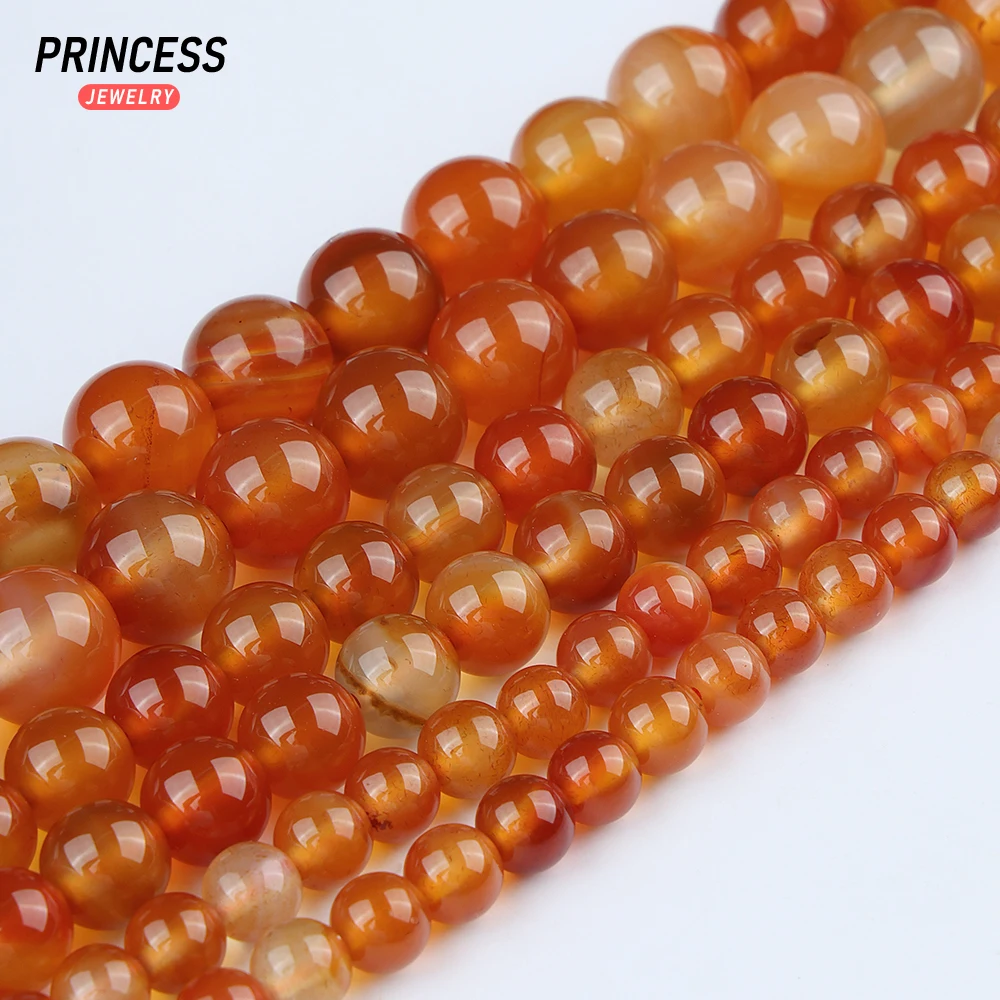 A ++ Carnelian merah alami 4mm 6mm 8mm 10mm manik-manik longgar Onyx Akik untuk membuat perhiasan manik batu grosir Aksesori DIY