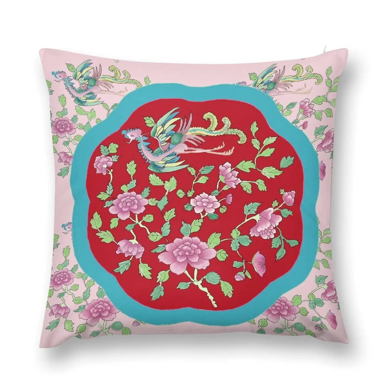 Red PERANAKAN PLATE Throw Pillow Ornamental Pillow pillow pillowcase