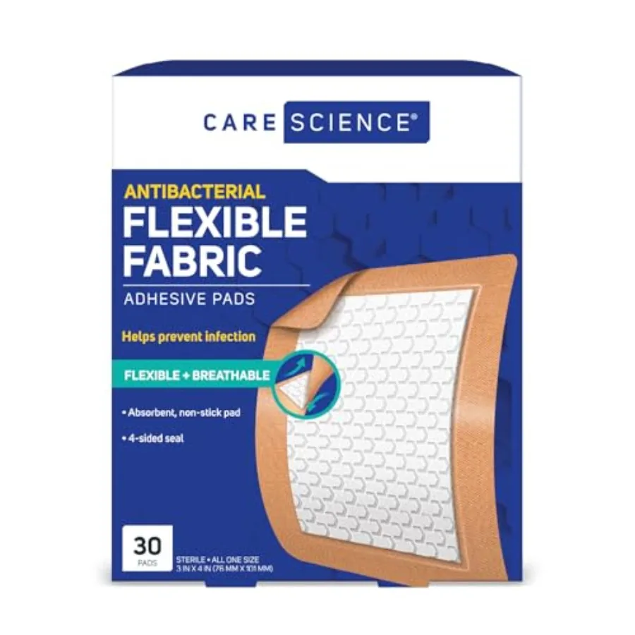 

Пластыри-полоски Care Science из тканевого материала, 3x4 дюйма, особо большие, гибкие, нелипкие, предотвращают инфекции, дышащие, практичные