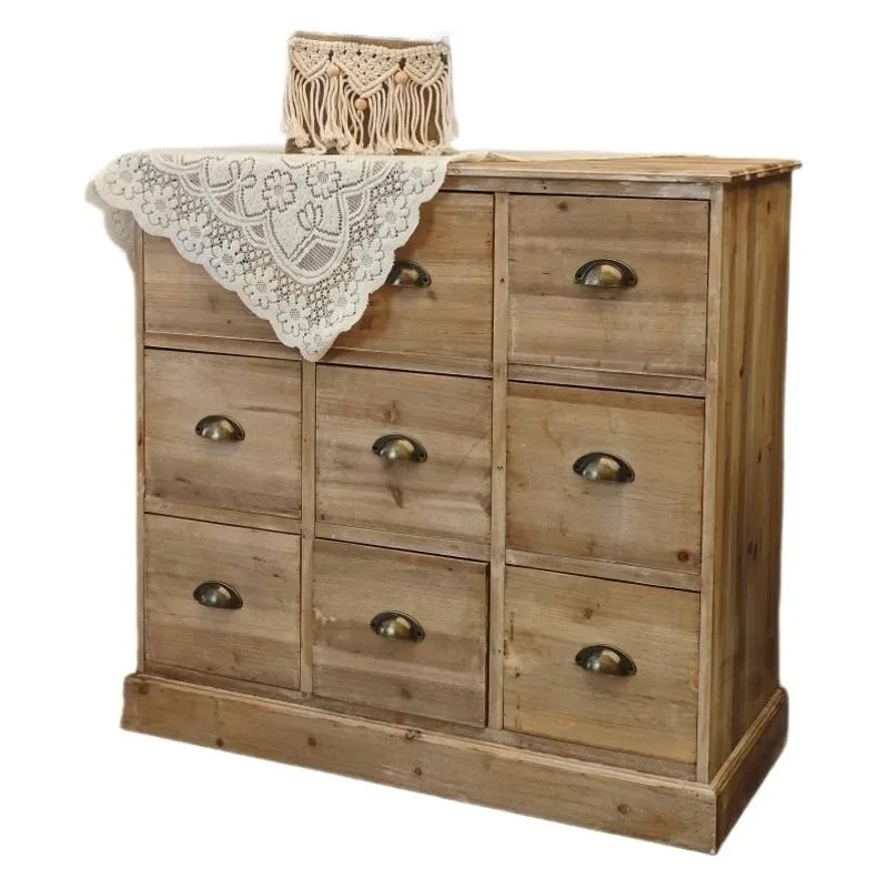 American solid wood retro old fir bucket cabinet dining side living room locker, convenient, practical and durable