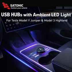 2026 New Digital Ambient LED Buttons For Tesla Model 3 Highland New Model Y USB Type C Quick Charge