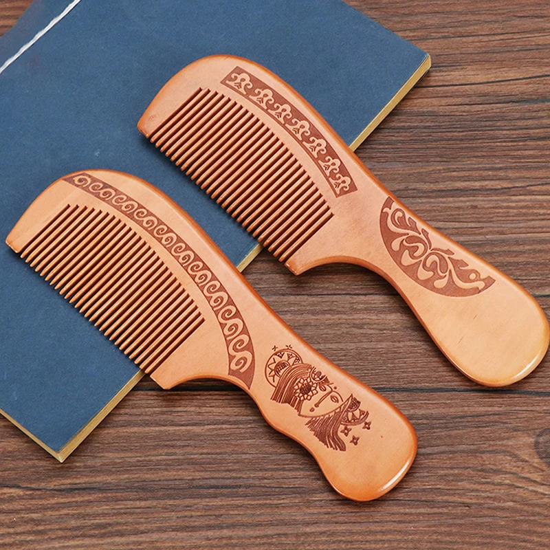 Natural Peach Wood Comb Close Teeth Anti-Static Head Massage Beard Hair Care Tool Beauty Accessories Barber Women'S Hairdres