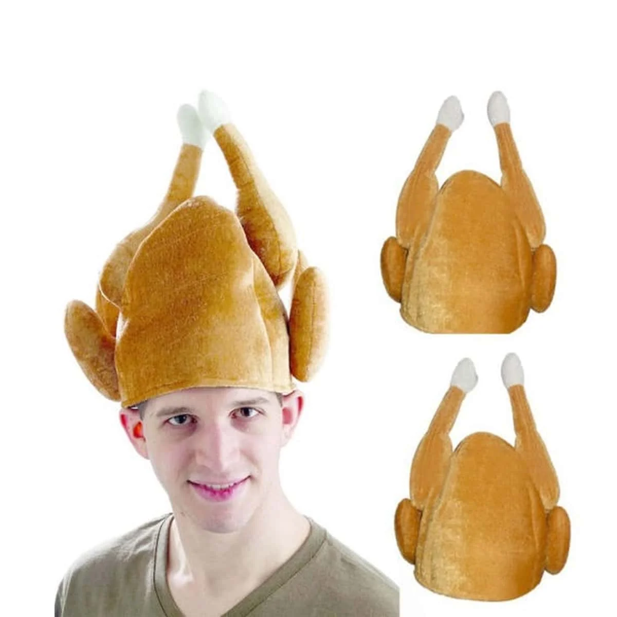 Yellow Drumstick Shaped Plush Fashion Turkey Hat for Women and Men for Thanksgiving Party