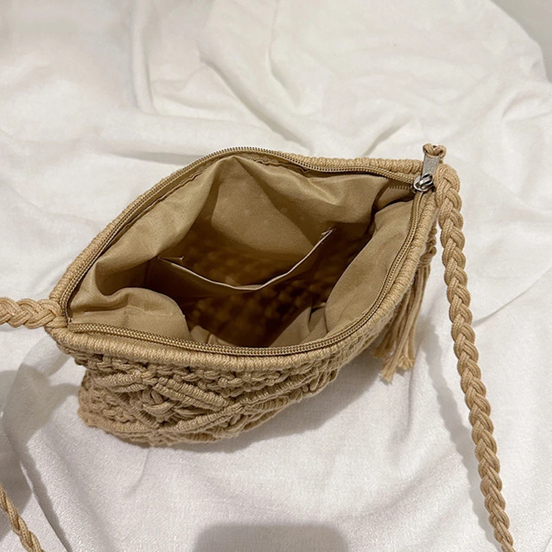 Mode Woven Aushöhlen Schulter Taschen Stroh Sommer Umhängetasche Strand Reise Handtasche Weiblichen Beutel Frauen Messenger Taschen 2024 – Detail 24