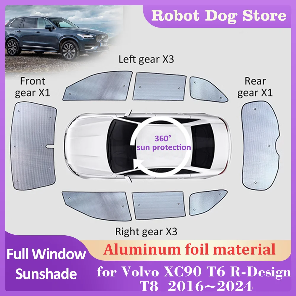 Car Coverage Sunshades for Volvo XC90 T6 R-Design T8 2016~2024 Roof Windows Sun Visor Windshield Pad Curtain Cover Accessories