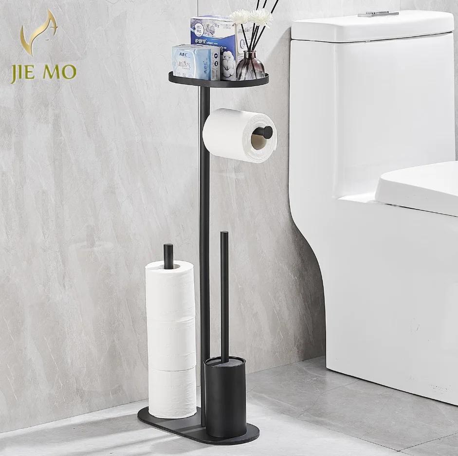 Standing Paper Towel Holder Toilet Brush set Floor to floor stainless steel toilet brush holder with toilet paper holder