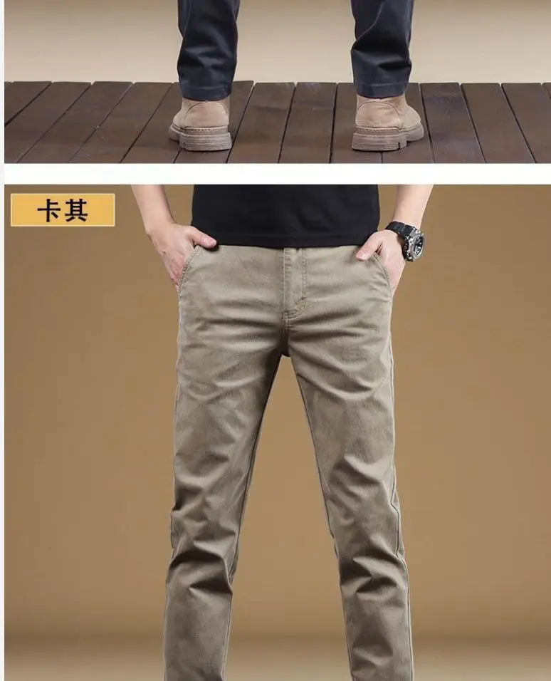 Hochwertige Dünne Baumwoll-Herrenhose Trendige Vielseitige Elastische Leichte Business-Hose Formelle Gerade Arbeitshose – Detail 14