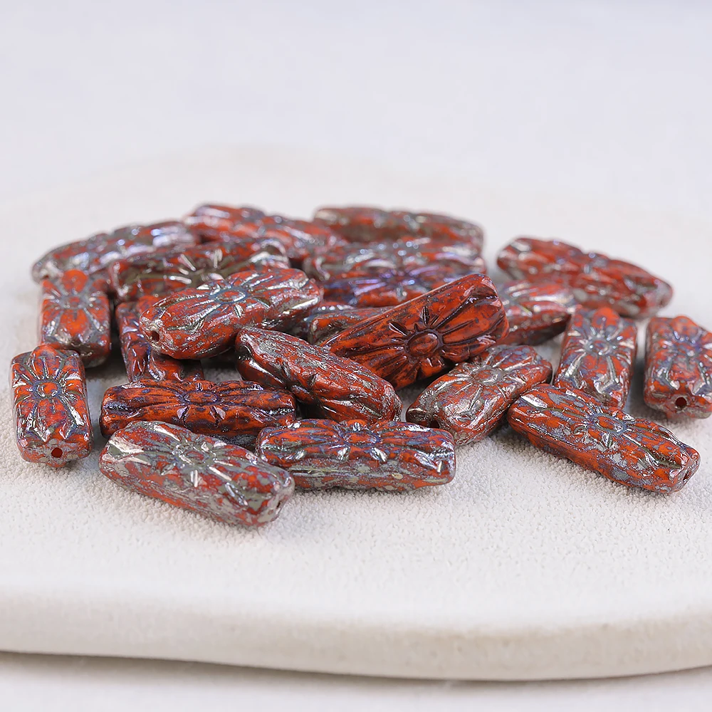 

PRECIOSA 10PCS Picasso Czech Glass Beads 20/8mm Vintage Handmade Jewelry Making Supplies Loose Spacer Beads