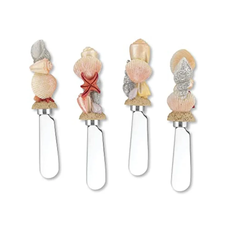 

Раскрашенные вручную разбрасыватели сыра с ручкой из смолы с лезвиями из нержавеющей стали для разбрасывания крема, сыра, масла и варенья на пляже