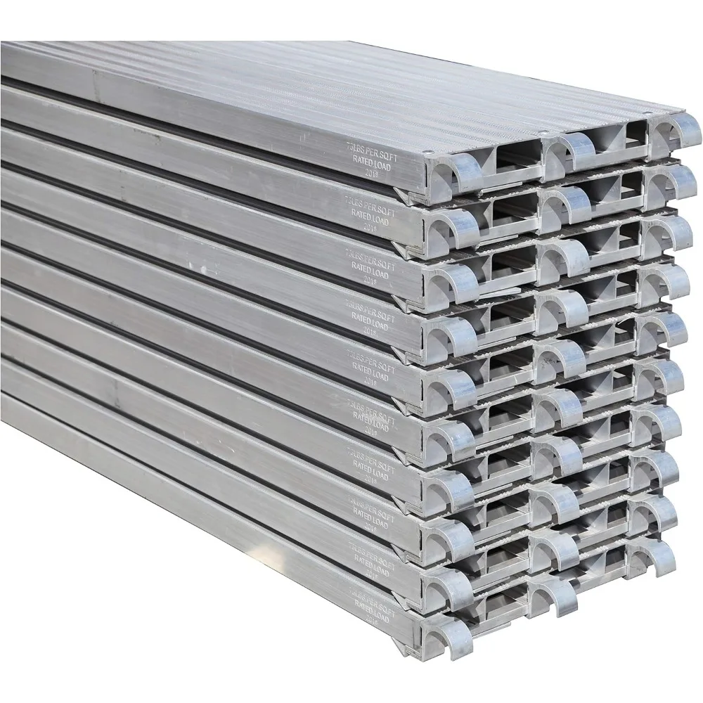 Échafaudage tout aluminium, 75-LBS par Sq, 10 PC Fédération. Pont évalué de 19 à 1/4 po de large par 7 pi de long (10)