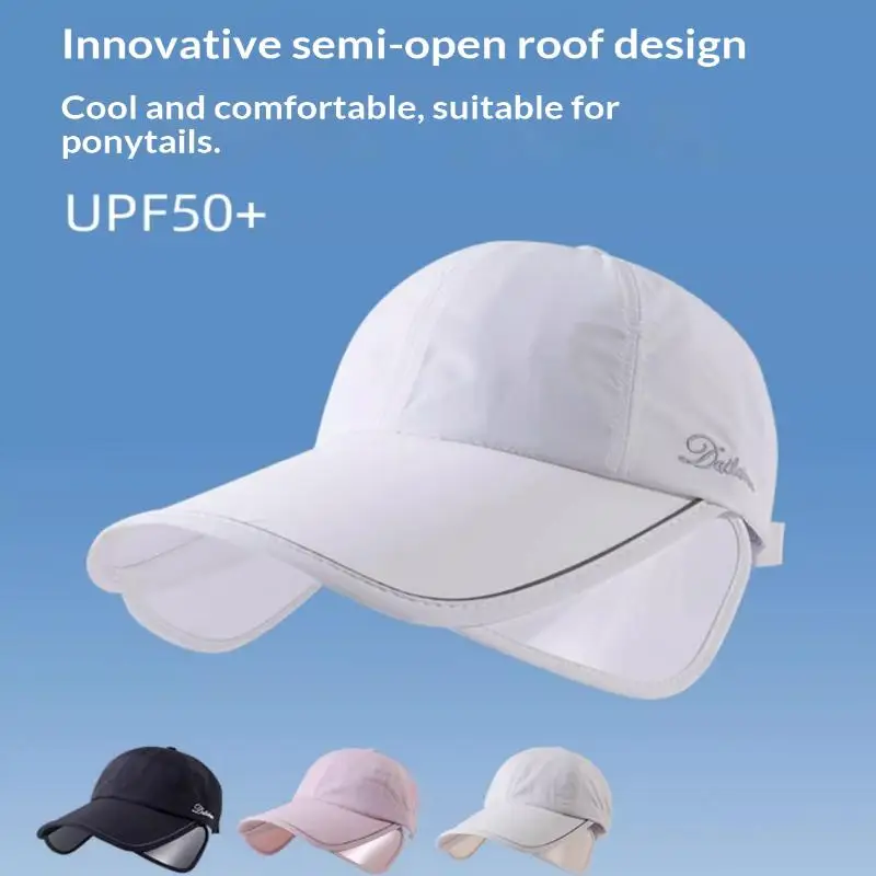 Women’s Empty‑Top Duckbill Sun Hat Enlarged Widened Brim Ponytail‑Friendly Design Summer Outdoor Headwear