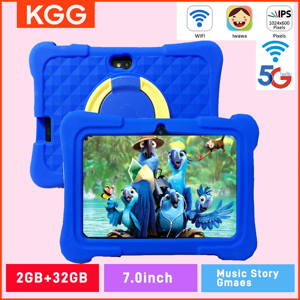 New Kids Tablet 7.0'' 32GB Android Proof Case 5G WiFi Google Dual Camera Learning Education Toy Tablet Children Boys Girls Gifts