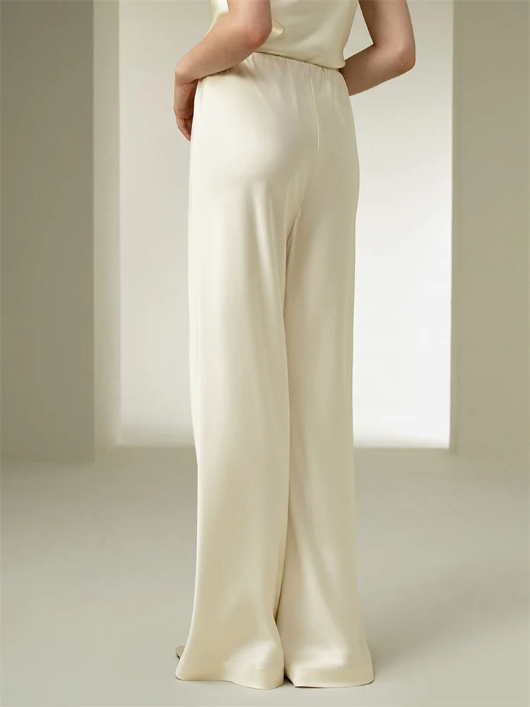 Tossy Satin Casual Spring Women's Pants Solid High Waist Commute 2026 Streetwear Loose Straight Trousers Female Pleated Pants