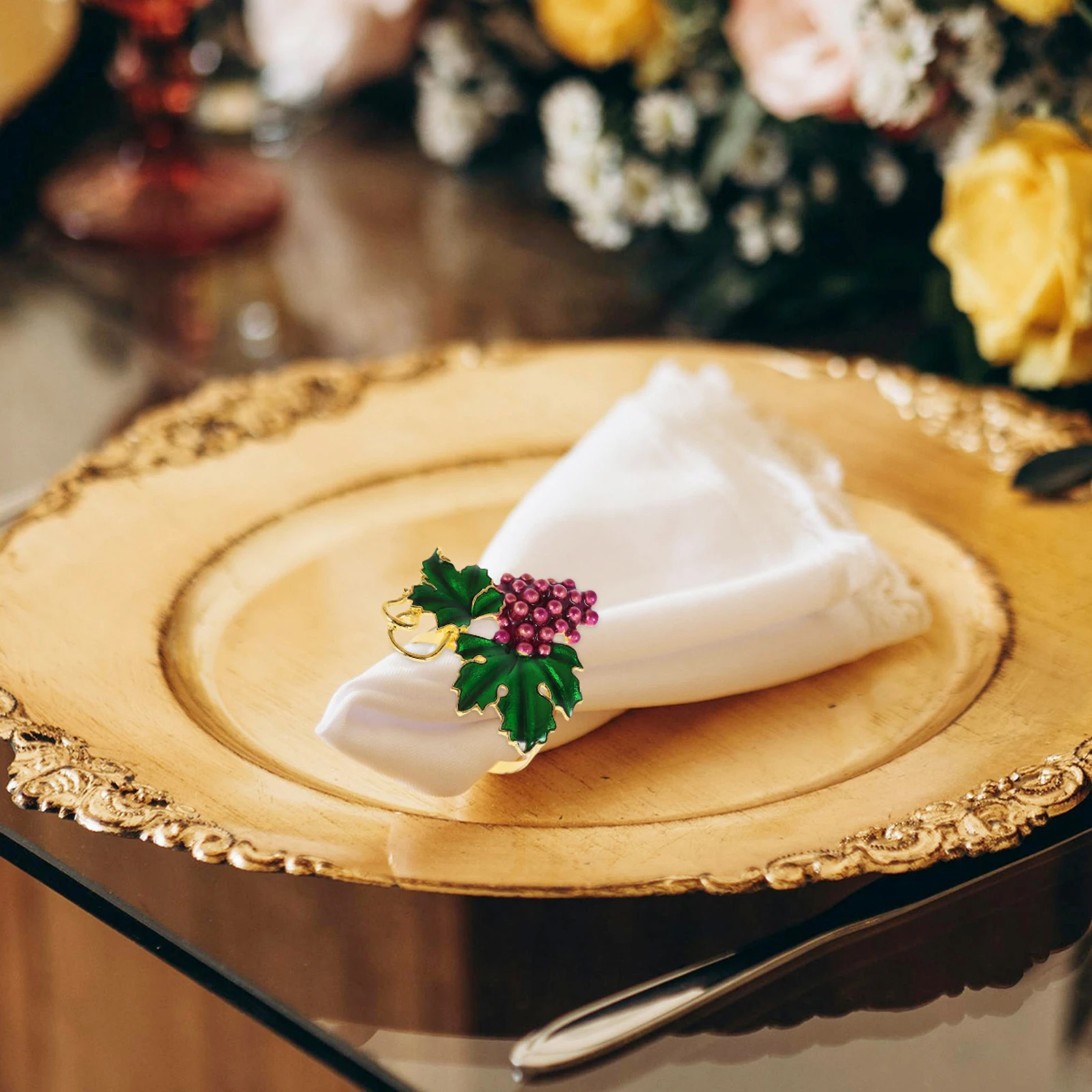 

4 Pcs Napkin Ring Birthday Party Supplies Christmas Holders Farmhouse Rings Grape Fall Band Fruit Napkins Buckle