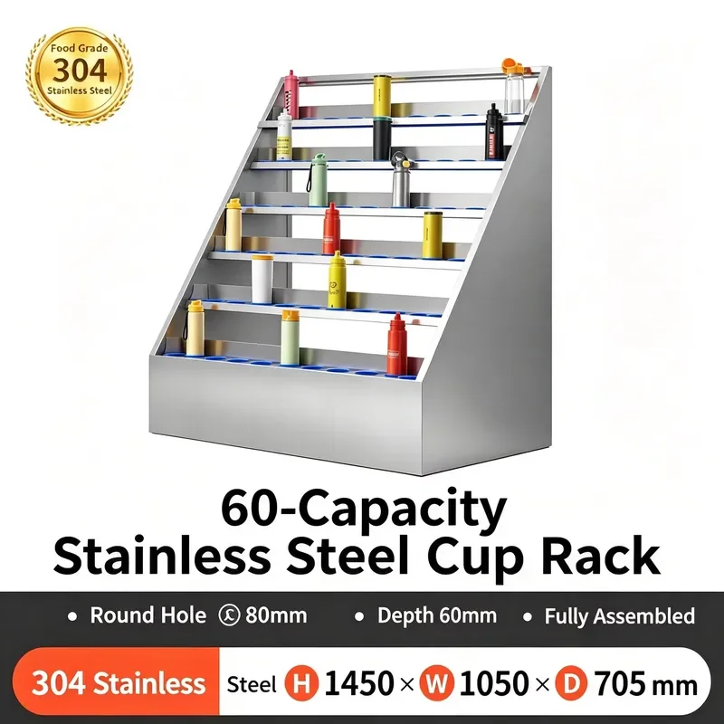 Stainless Steel Multi Layer Cup Holder Rack For Factory Workshop Office Water Bottle Storage Cabinet Organizer Shelf Unit