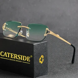 CATERSIDE New Retro Rimless Sunglasses Men's Rectangular Personalized Brand Design Sun Glasses Women Party Festival Eyewear Gift