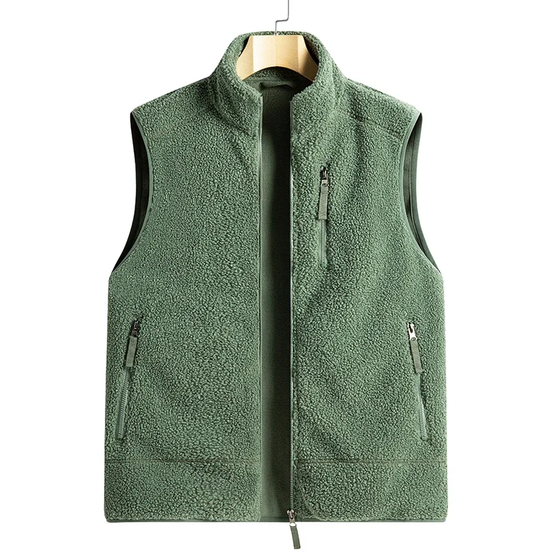 

Autumn Jackets Thick Vests Man Classic Outdoor Sleeveless Coats Vests Male Warm Cotton Waistcoat Lamb Cashmere Men Fleece Vest