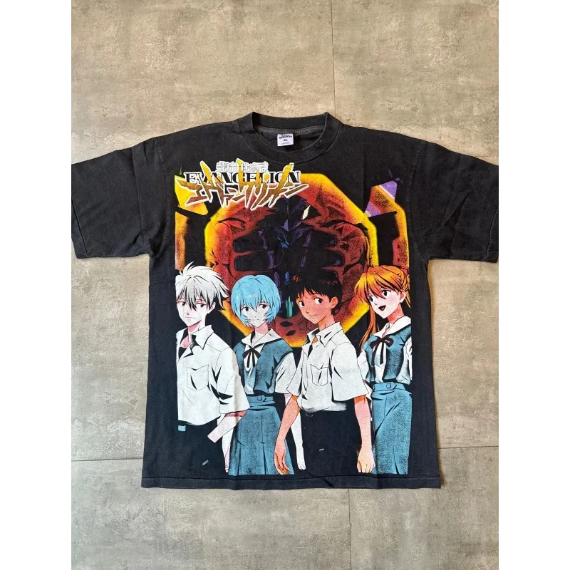 New Century Evangelion Retro T-Shirt Sommer Y2k Herren Extra Large Casual T-Shirt Unisex
