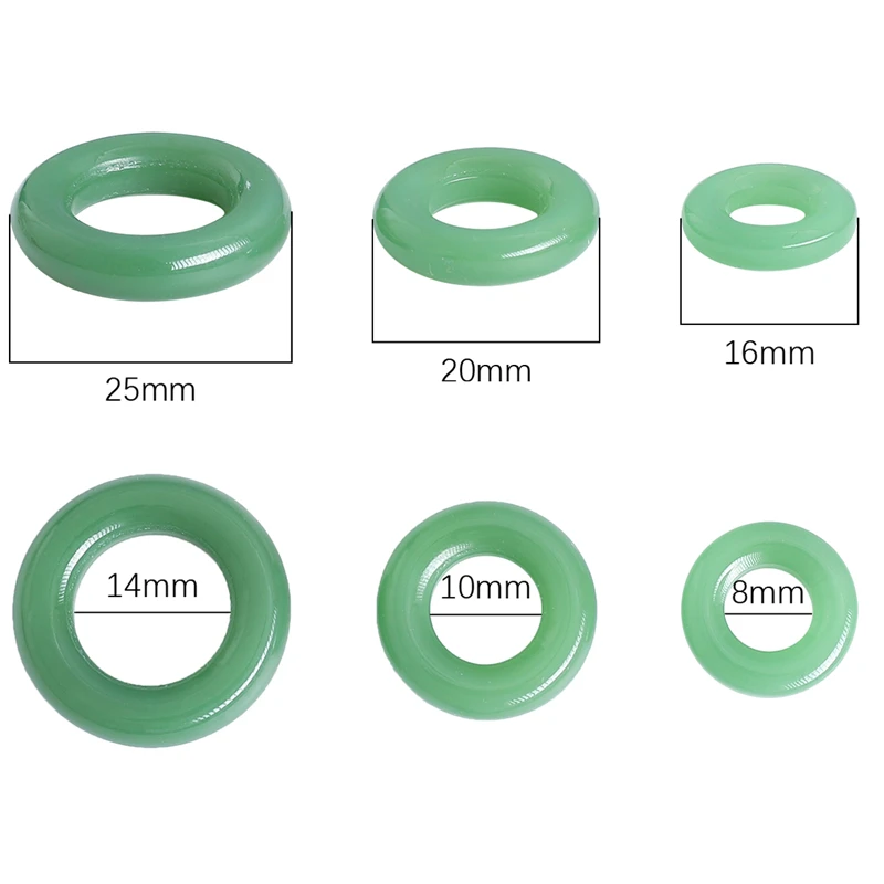 16/20/25mm 5Pcs Glass Running Ring Beads Imitation Jade Ring Handmade DIY Keychain Hand Rope Pendant Jewelry Accessories Making