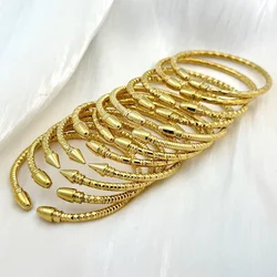 2 Pieces/Set Ethiopia 4mm Dubai Open Fine Grain Fold Bracelet African Indian Ball Middle Eastern Wedding Gift Jewelry WH2025