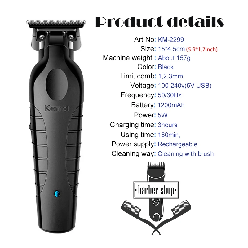 Kemei Brand KM-2299 New Version Electric Hair Clipper Professional Electric Hair Trimmer For Men Home or Barbaer Shop Use