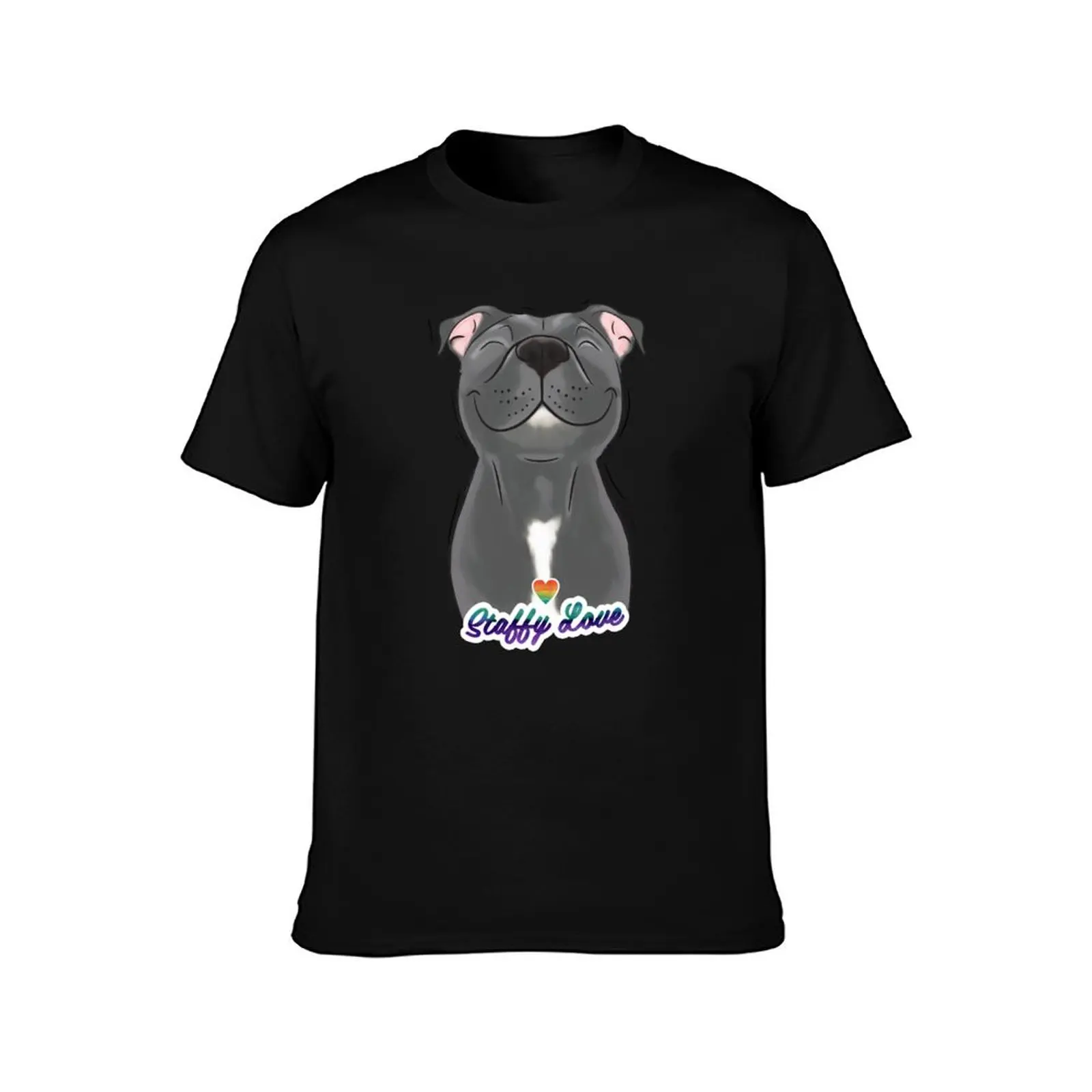 Smiling Blue Staffy Dog (stafford) Staffy Love T-Shirt Summer Casual Cotton Tee Oversized Streetwear Tops Unisex Men Women