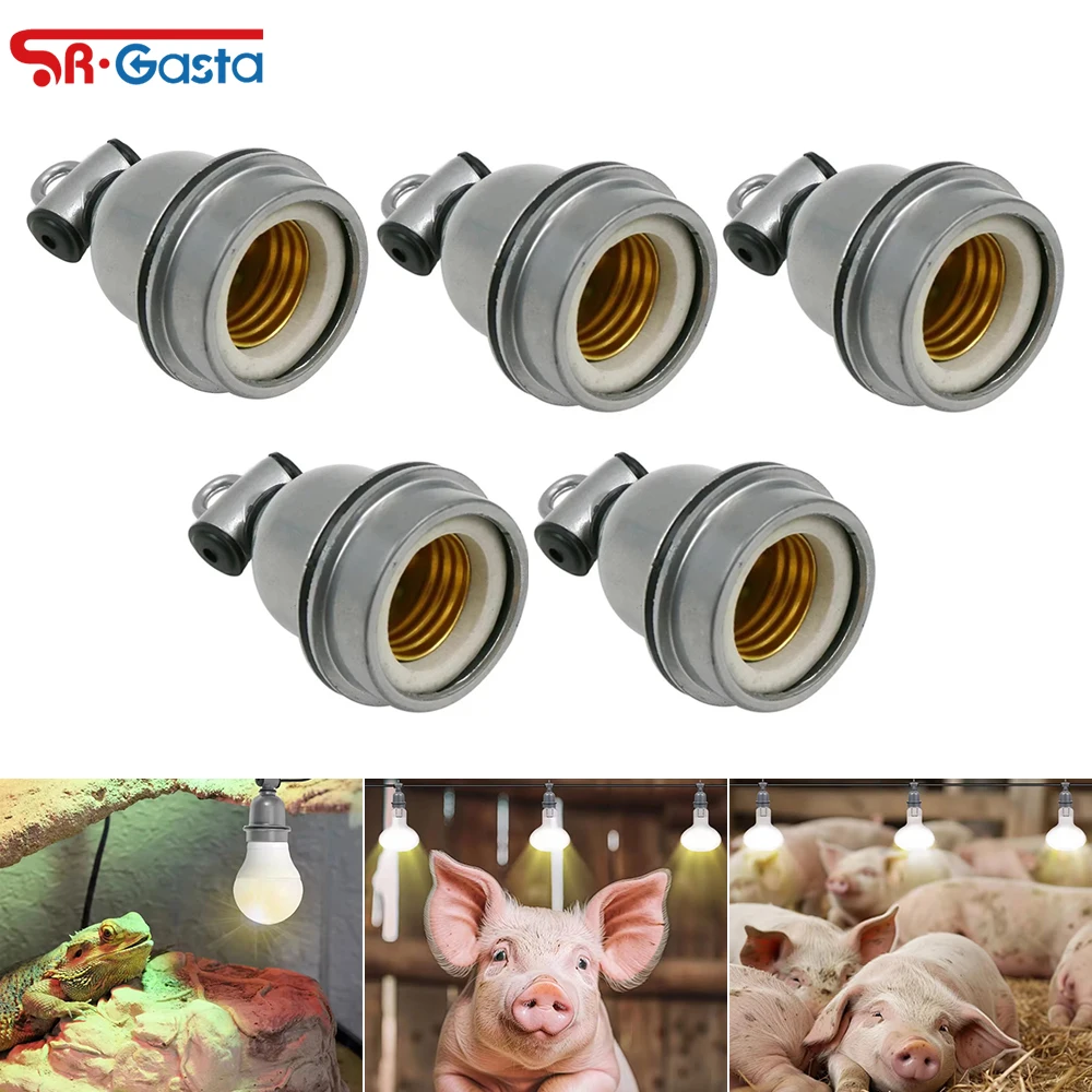 220V Waterproof Insulation Porcelain Farm Light Socket High Temp Tee Lamp Holder Chicken Coop Heating Lamp Accessories