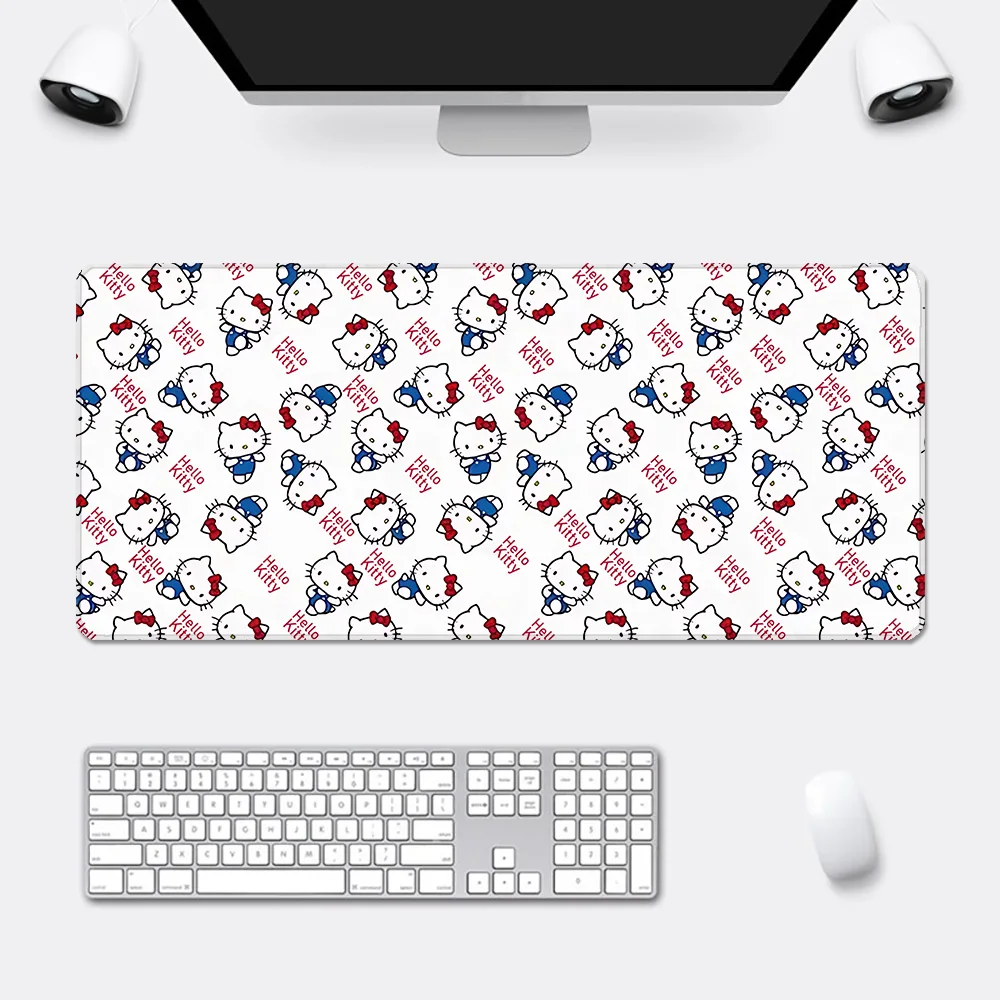 Imagem -04 - Hellos Kittys dos Desenhos Animados Mousepad Impressão hd Computador Gamers Borda de Bloqueio Antiderrapante Mouse Pad Xxl90x40cm Teclado pc Mesa Almofada