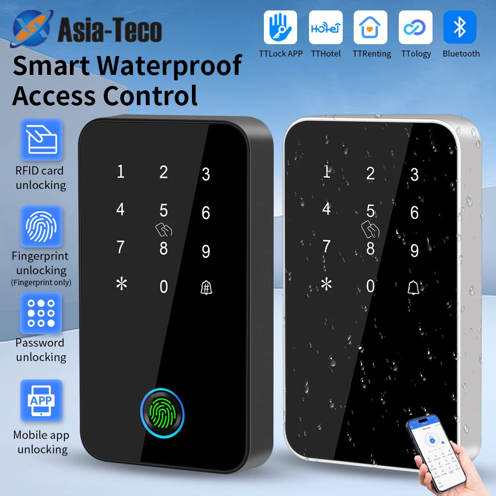 

BSTUOKEY IP67 Waterproof Smart Lock: Fingerprint, Passcode, NFC, Bluetooth 13.56MHz, and App Unlock. Outdoor Access Control Keyp