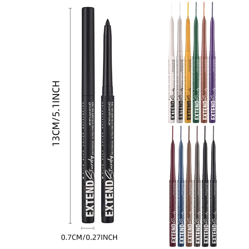 Flüssiger Eyeliner, bunt, 12 Farben, flüssiger, wasserfester Eyeliner-Stift