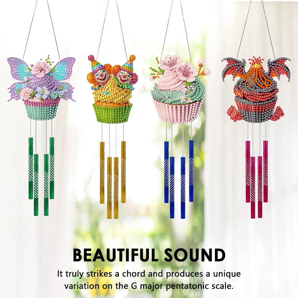 4Pcs Double Sided Acrylic Dragonfly Crystal Wind Chimes Pendant Kit DIY Rhinestones Wind Chime Kit for Garden Window Decor
